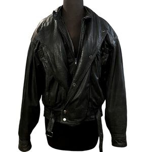 Black Leather Bomber Jacket